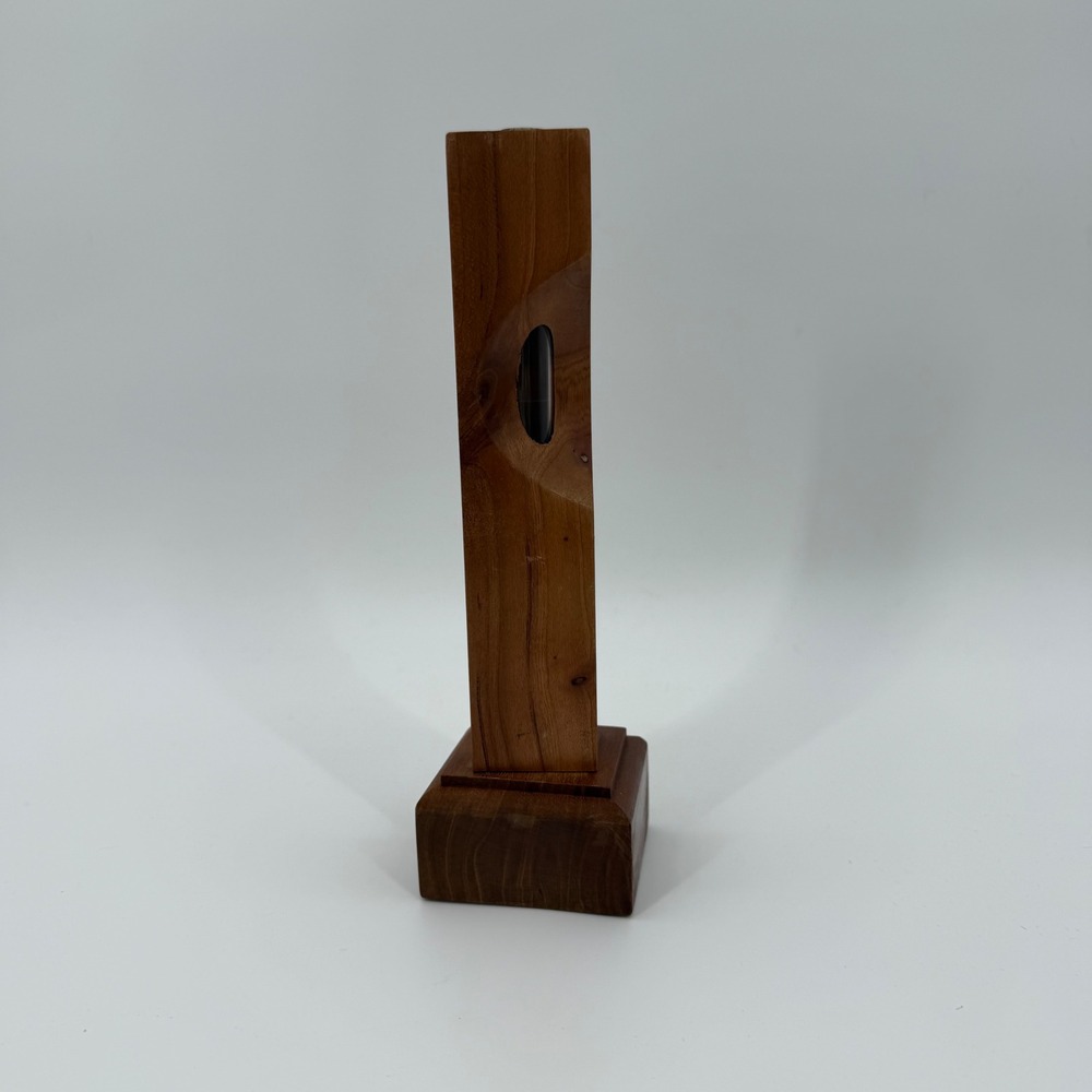 Handmade Wooden Bud Vase Live Edge Pillar with Pyrex Glass Insert Minimalist